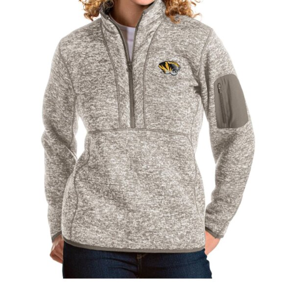Antigua Tops - Antigua Women's Missouri Tigers Oatmeal Fortune Pullover Jacket -  Size L